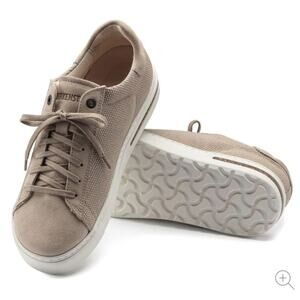 Birkenstock Bend Low Canvas-Suede Comfort Sneaker In Sandcastle Cream Size 39